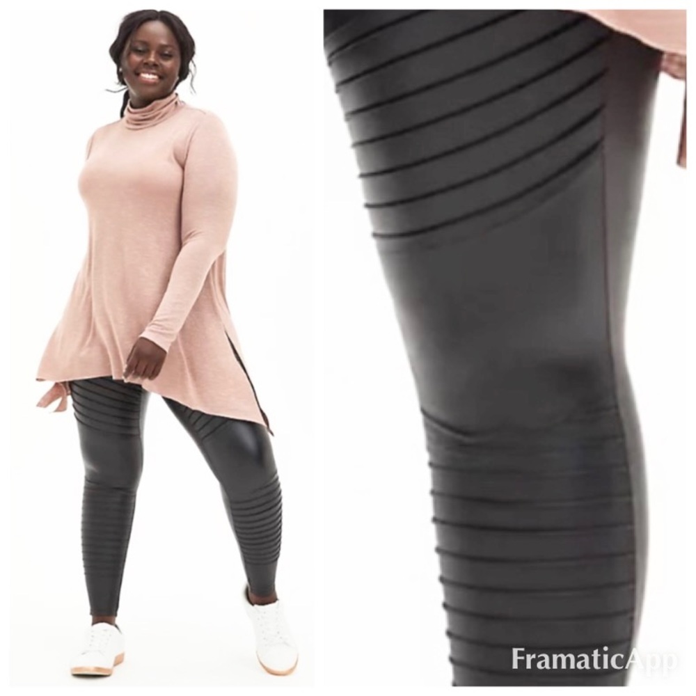 NWT TORRID Black Faux Leather Moto Leggings